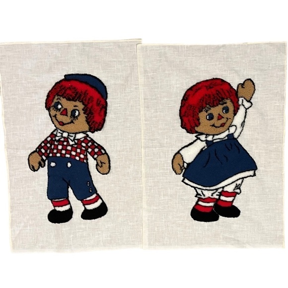 Vintage Raggedy Ann & Andy Handmade Puffy Fabric Panels 17.5”x12” - Picture 1 of 6